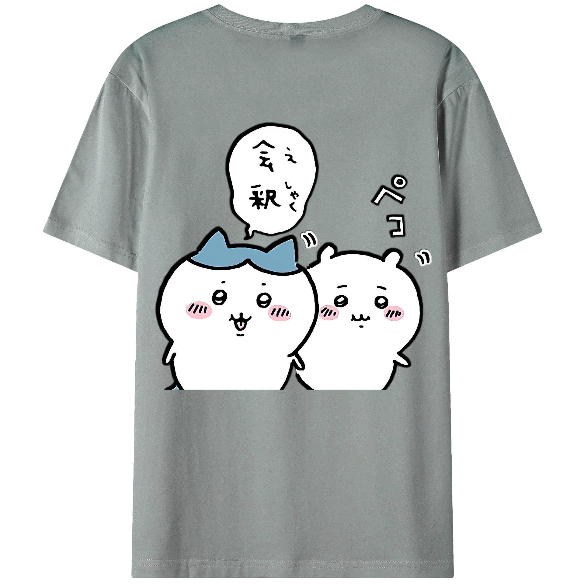 （画像用） ちいかわ ハチワレ Chii-kawa hachiware 綿100％ メンズ半袖Tシャツ（バックプリント） 通気性